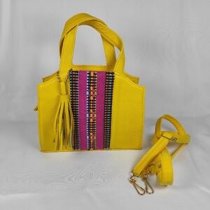 Artisanal Mexican Leather Yellow Purse